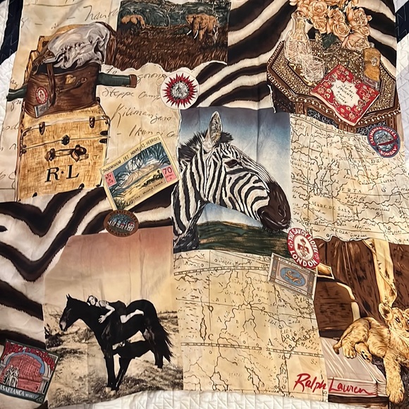Ralph Lauren Accessories - Ralph Lauren silk British India A Safari Journal scarf 33” square